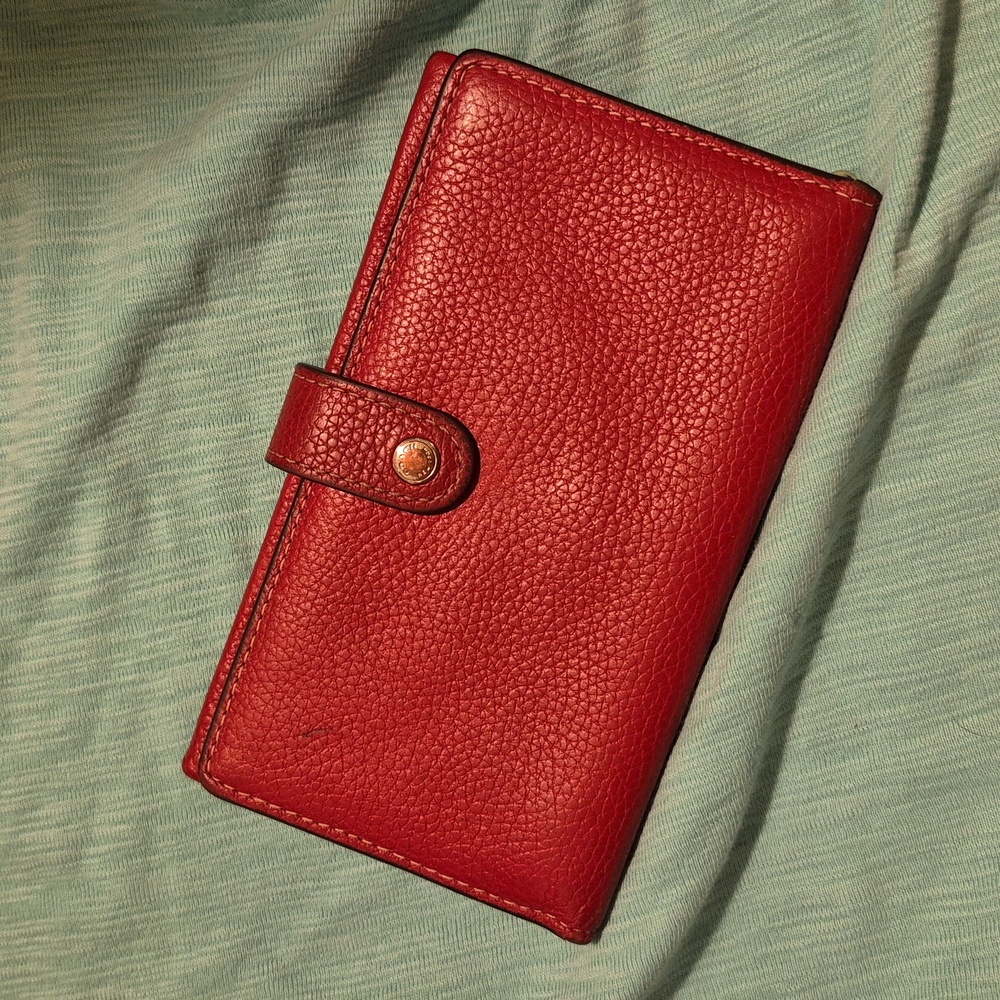 Coach Red Pebbled‎ Leather Wallet